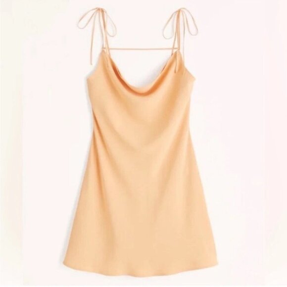 Abercrombie & Fitch Orange Cowl Neck Mini Slip Dress Size XXS Petite - Picture 1 of 9